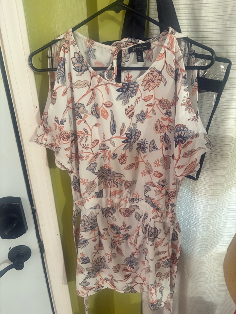 Floral Cold-Shoulder Tie-Back Romper